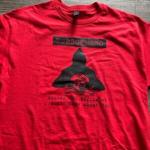 TurboNegro Don’t Care About You Red Graphic Tee with Black Print  X-Large